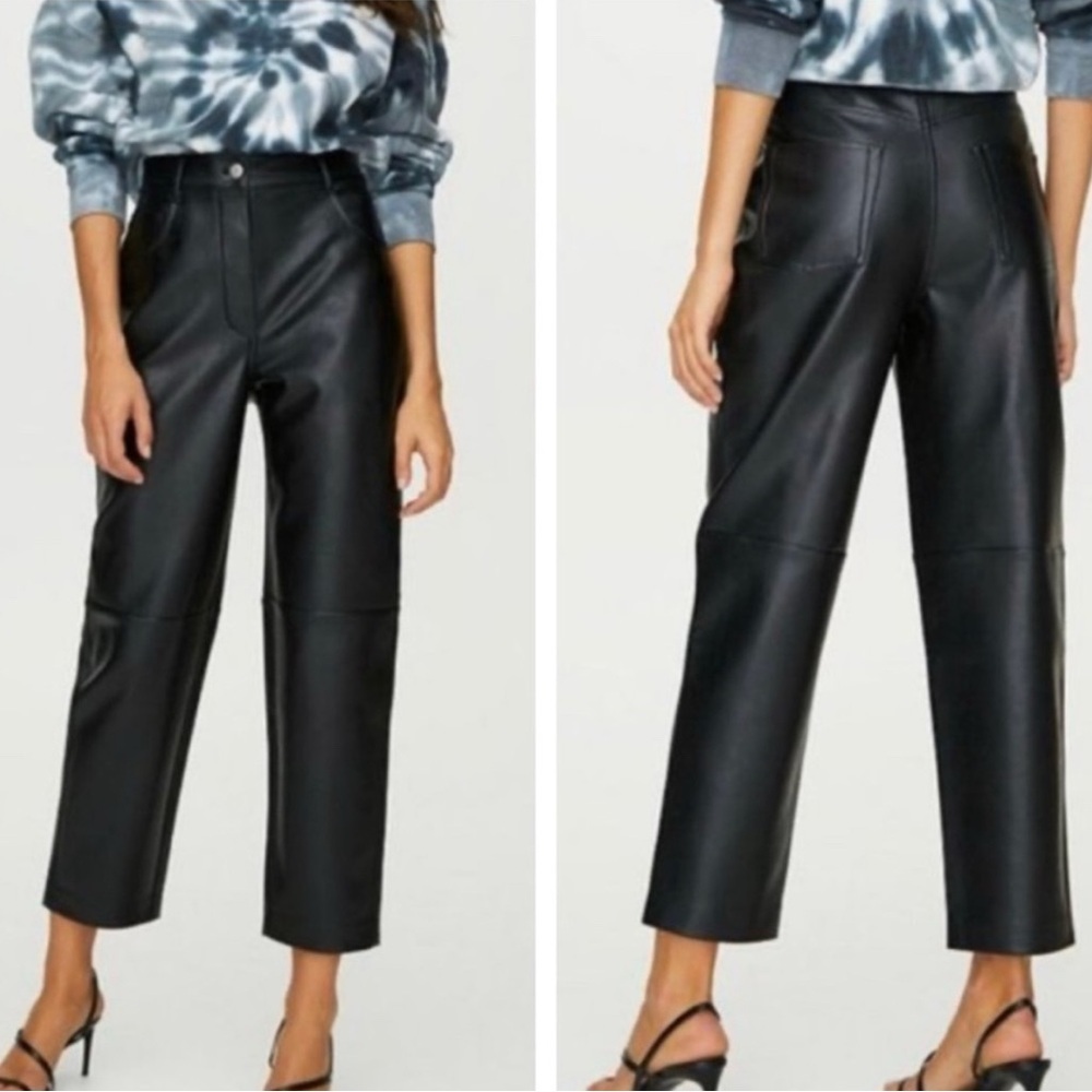 Aritzia Wilfred High Waisted Cropped Faux Leather Pants